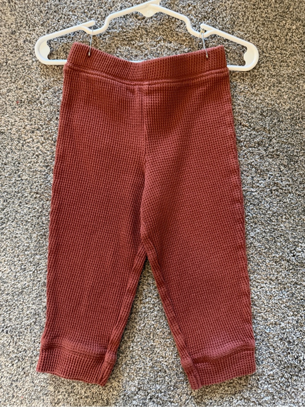 Toddler Little Planet Organic Waffle Knit Rust Brown Bottoms